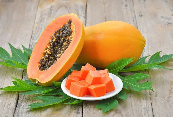 Ripe Papaya with Fresh Cubes